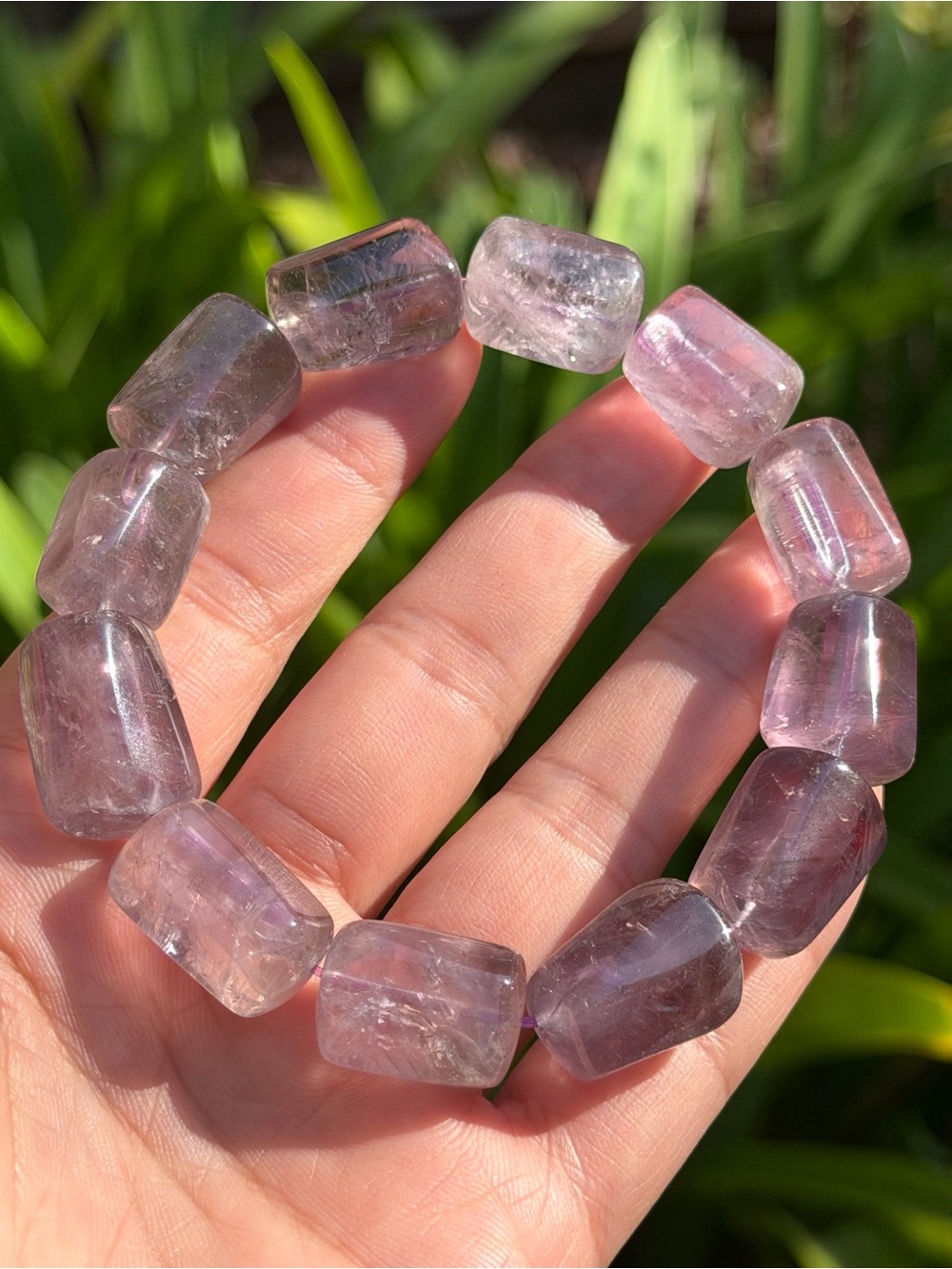 Handcrafted Pink Amethyst Beaded Stretch Bracelet Palo